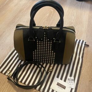 Henri Bendel Black and Olive Satchel